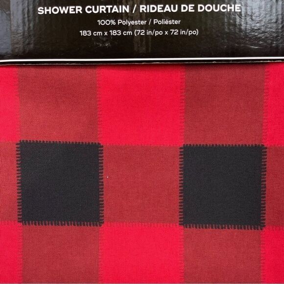 Scout Brand Red Black Buffalo Plaid Shower Curtain NWT - Picture 4 of 6